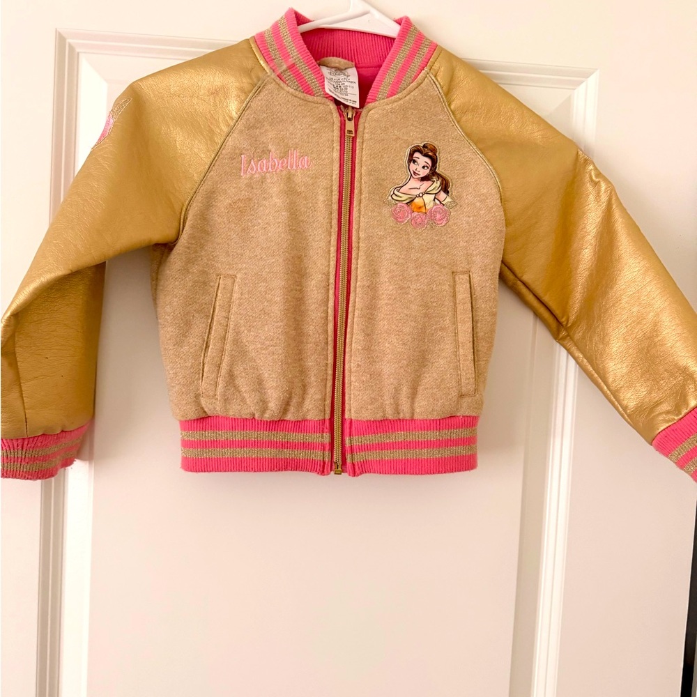 Gold & Pink Girls Bomber Jacket with Bella Princess Patch